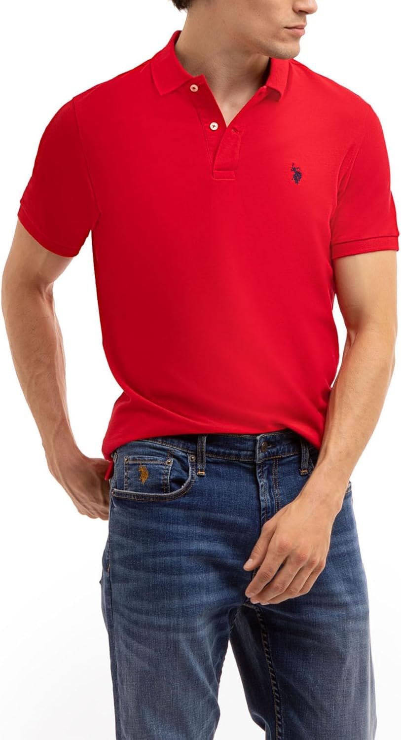 U.S. Polo Assn. Men's Classic Polo Shirt, Two-Button Closure Pique Polo Shirt,...