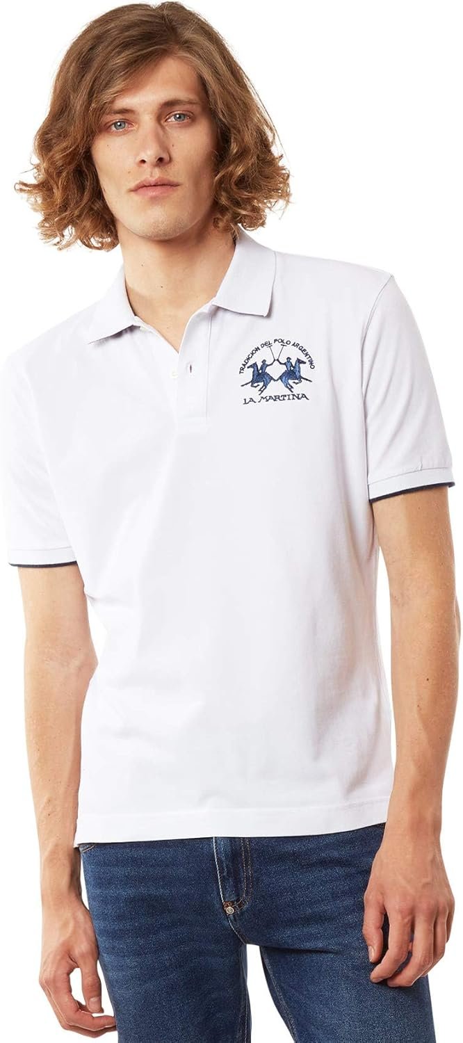 La Martina Men's Regular Fit Pique Miguel Polo Shirt White XXL