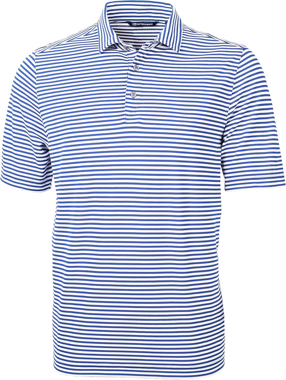 Cutter & Buck Mens Short Sleeve Virtue Eco Pique Stripe Recycled Mens Big and...