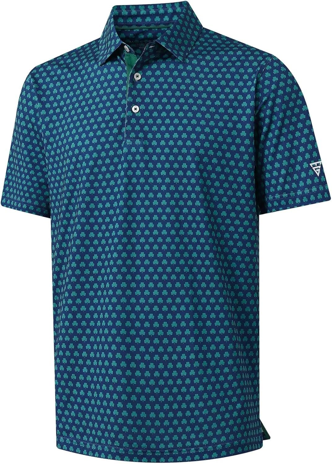 M MAELREG Mens Golf Shirt Short Sleeve Dry Fit Print Moisture Wicking...