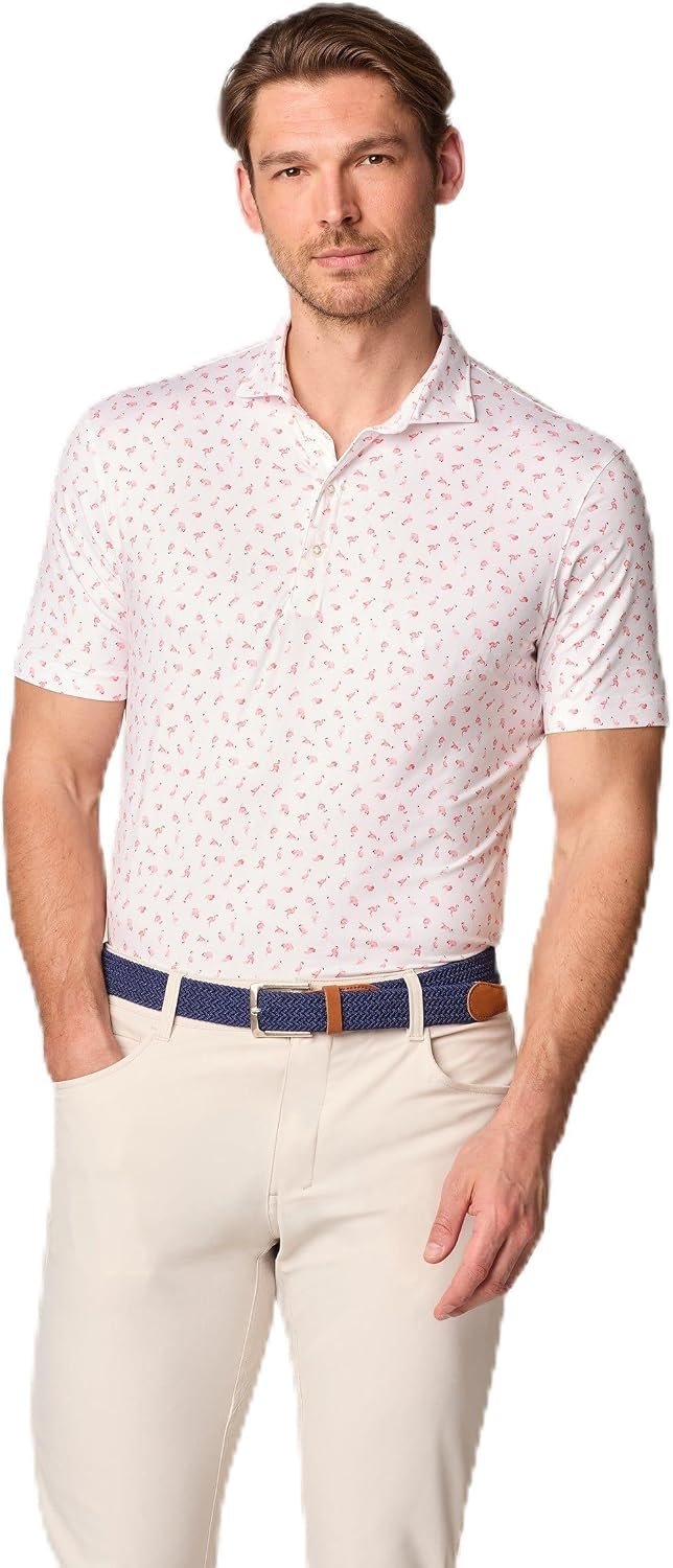 johnnie-O Flock Printed Featherweight Performance Polo White/S