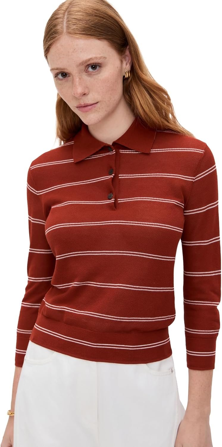 Vince Women's Striped Pique Polo