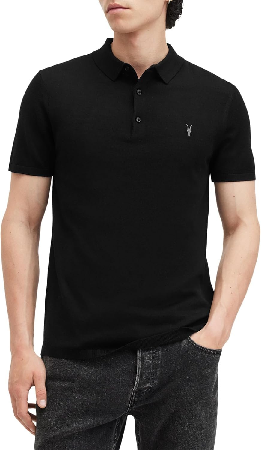AllSaints Mode Merino Short Sleeve Polo