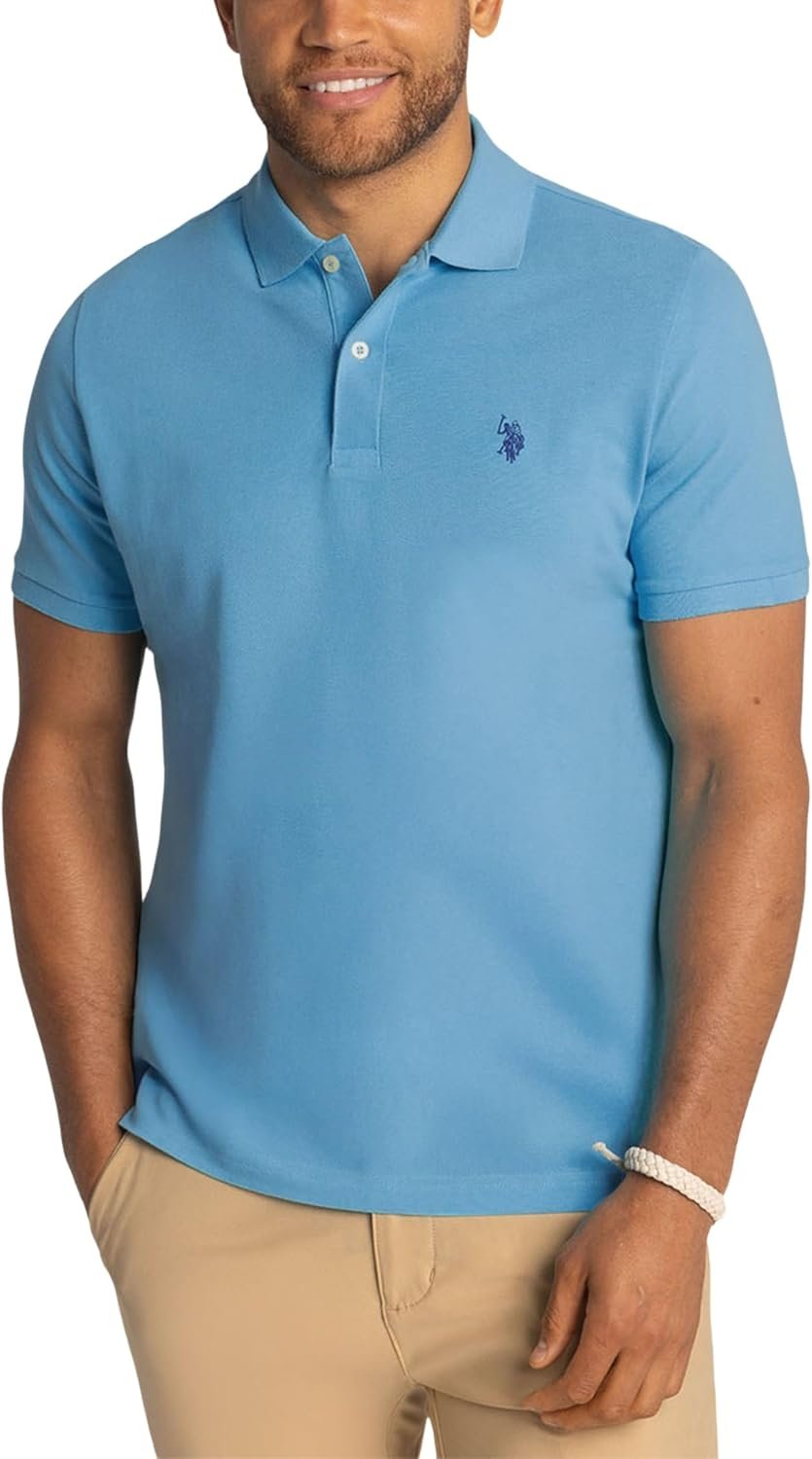 U.S. Polo Assn. Men's Classic Polo Shirt, Two-Button Closure Pique Polo Shirt,...